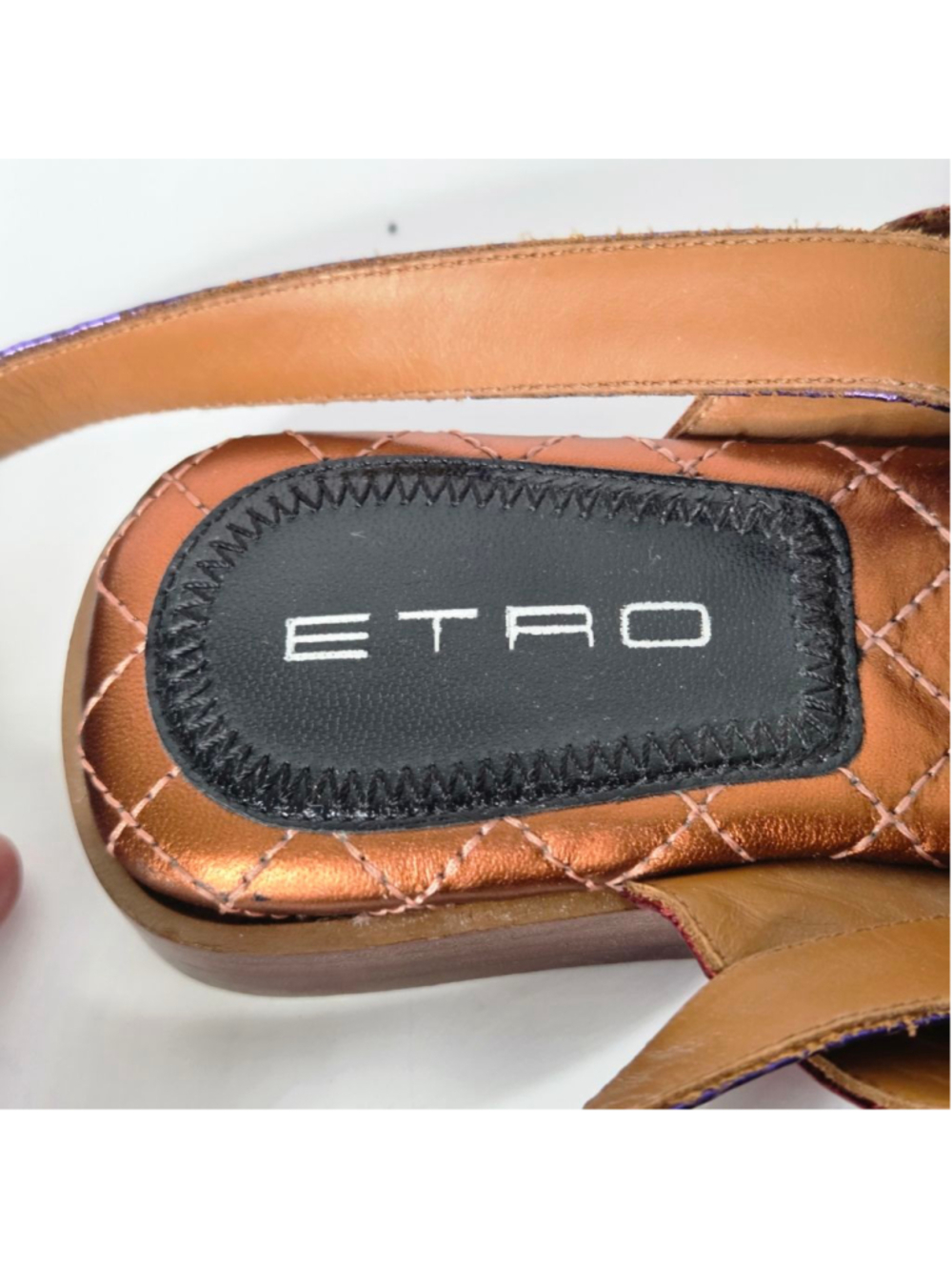 Etro Ayers Metallic Snake Sandals Size 38 US 8 Toe Cross Over Strap Ankle Wrap - Picture 11 of 14